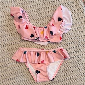 NWOT Janie and Jack 2T Pink Multicolor Heart Bikini Set